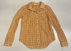 Maeve Anthropologie Yellow Floral Long Sleeve Button Down Shirt | Size 2